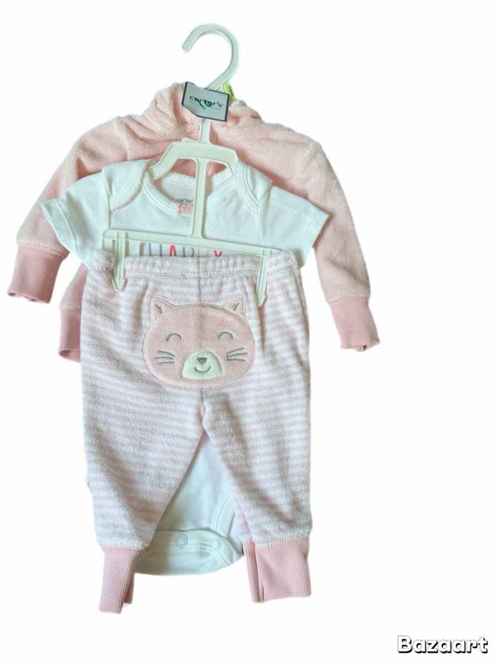 Carters Infant 3 Month Pink 3 Piece Set Pants One Piece And Zip Up